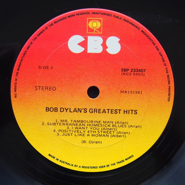 Bob Dylan : Bob Dylan's Greatest Hits (LP, Comp)