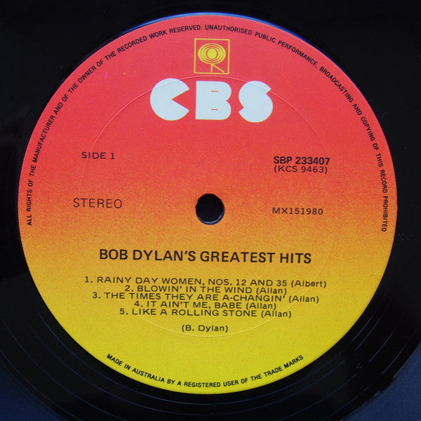 Bob Dylan : Bob Dylan's Greatest Hits (LP, Comp)