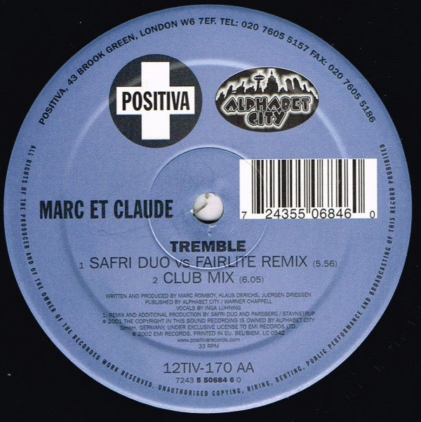 Marc Et Claude : Tremble (12")