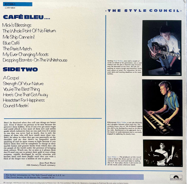 The Style Council : Café Bleu (LP, Album)