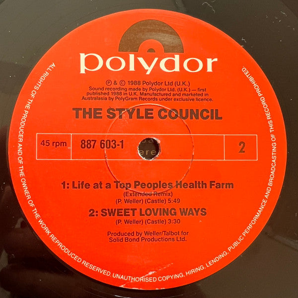 The Style Council : Life At A Top Peoples Health Farm (12", Maxi)