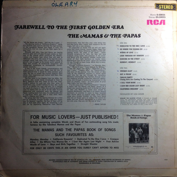 The Mamas & The Papas : Farewell To The First Golden Era (LP, Comp)