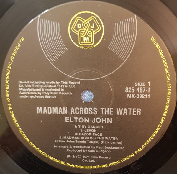 Elton John : Madman Across The Water (LP, Album, Pri)