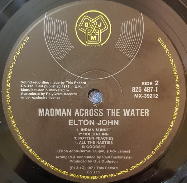 Elton John : Madman Across The Water (LP, Album, Pri)