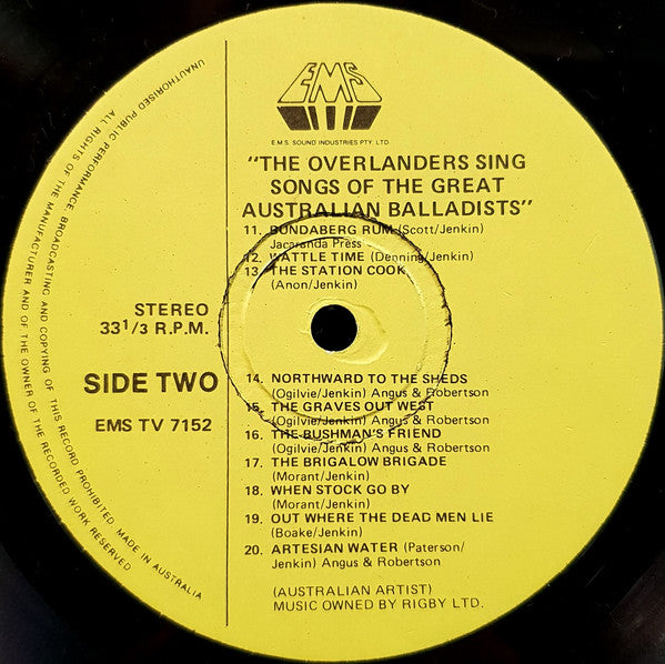 The Overlanders (3) : Songs Of The Great Australian  Balladists (2xLP, Album)