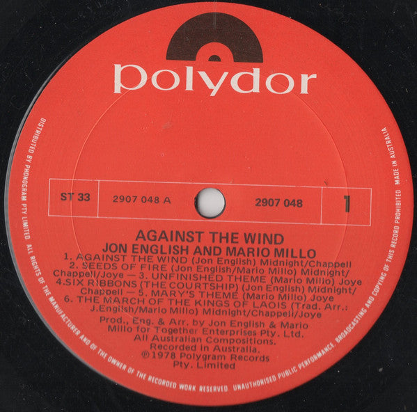 Jon English (3) & Mario Millo : Against The Wind (LP, Sou)