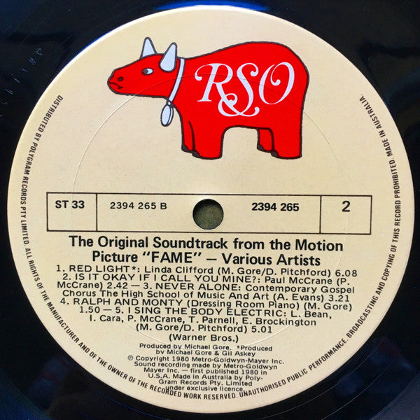 Various : Fame (The Original Soundtrack From The Motion Picture) (LP, Album, Gat)