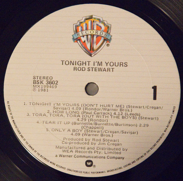 Rod Stewart : Tonight I'm Yours (LP, Album)
