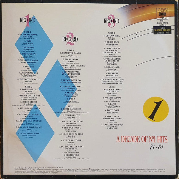 Various : A Decade Of No. 1 Hits 74-84 (3xLP, Comp)
