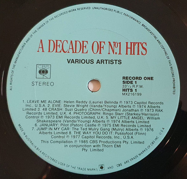 Various : A Decade Of No. 1 Hits 74-84 (3xLP, Comp)