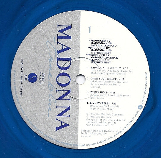 Madonna : True Blue (LP, Album, Ltd, Blu)