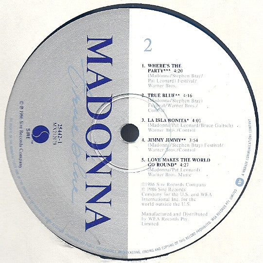 Madonna : True Blue (LP, Album, Ltd, Blu)