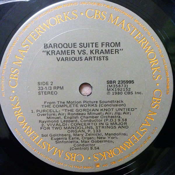 Various : Baroque Suite From Kramer Vs. Kramer: From The Motion Picture Soundtrack (LP, Comp)