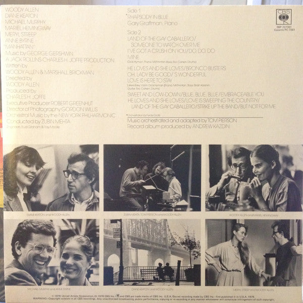 George Gershwin / New York Philharmonic : Music From The Woody Allen Film "Manhattan" (LP, Album)