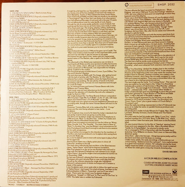 Dave Edmunds & Love Sculpture : The Dave Edmunds & Love Sculpture Single's A's & B's (LP, Comp, Mono)