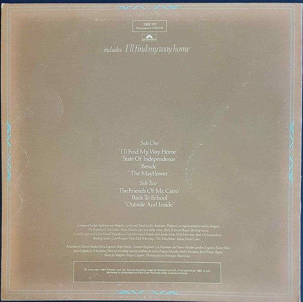Jon & Vangelis : The Friends Of Mr. Cairo (LP, Album)