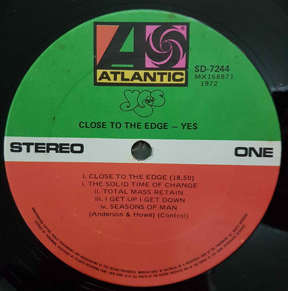 Yes : Close To The Edge (LP, Album, Gat)