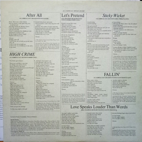 Al Jarreau : High Crime (LP, Album)