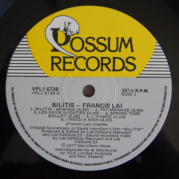 Francis Lai : Bilitis (Original Motion Picture Soundtrack) (LP, Album)
