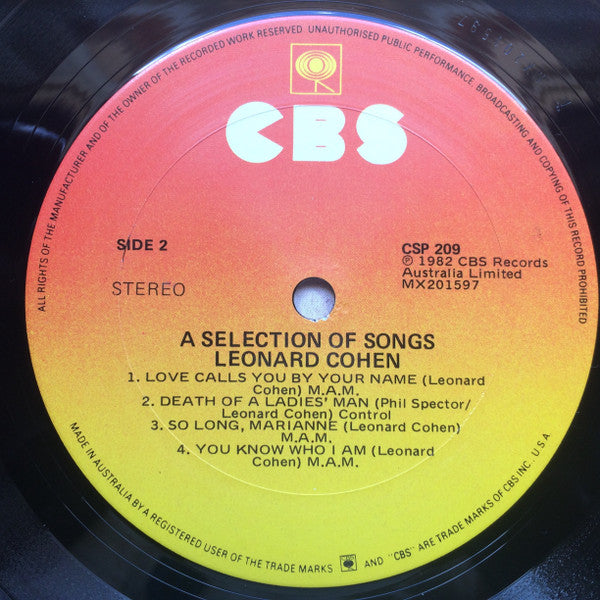Leonard Cohen : A Selection Of Songs (LP, Comp)