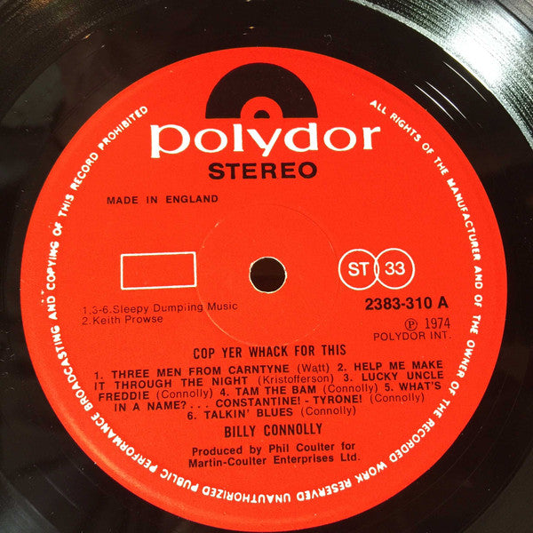 Billy Connolly : Cop Yer Whack For This (LP)