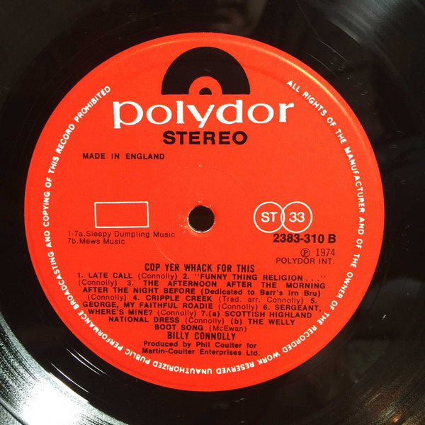 Billy Connolly : Cop Yer Whack For This (LP)