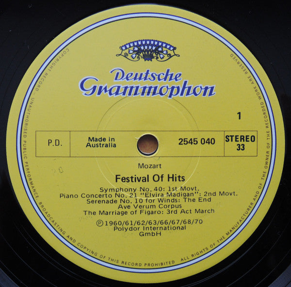 Wolfgang Amadeus Mozart : Festival Of Hits (LP, Comp)