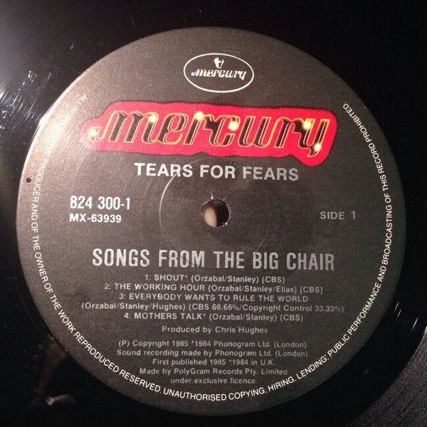 Tears For Fears : Songs From The Big Chair (LP, Album)