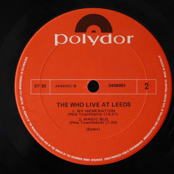 The Who : Live At Leeds (LP, Album, RE)