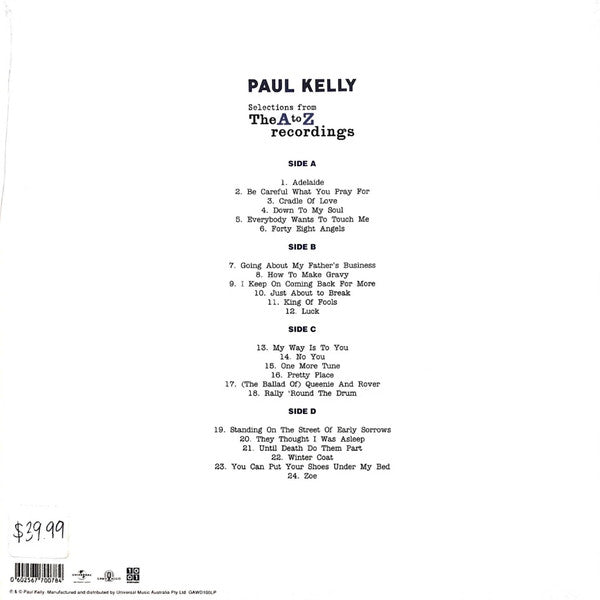 Paul Kelly (2) : Selections from The A to Z Recordings (2xLP, Album, RE)