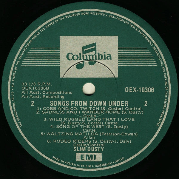 Slim Dusty : Songs From Down Under (LP)