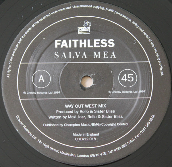 Faithless : Salva Mea (12", Single, RE)