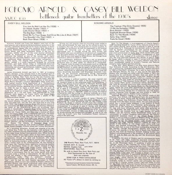 Casey Bill Weldon & Kokomo Arnold : Bottleneck Guitar Trendsetters Of The 1930s (LP, Comp, RP)