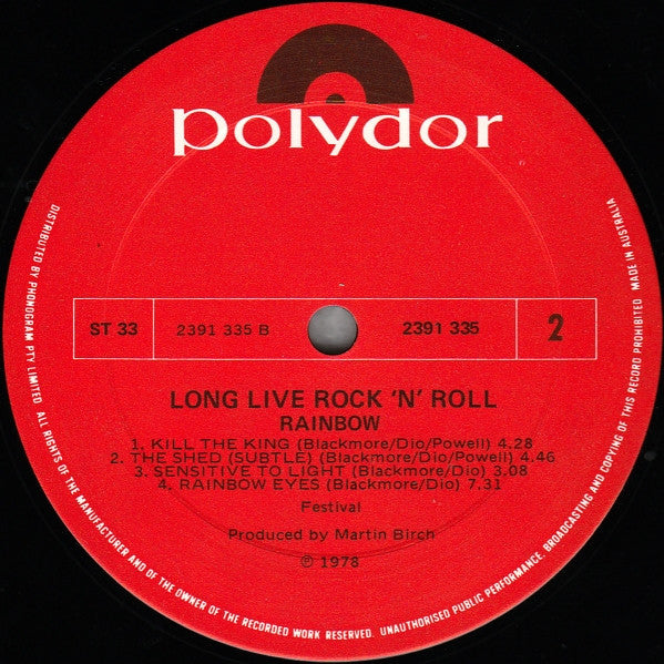 Rainbow : Long Live Rock 'N' Roll (LP, Album)