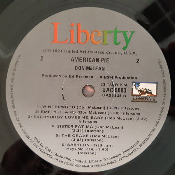 Don McLean : American Pie (LP, Album, RE)
