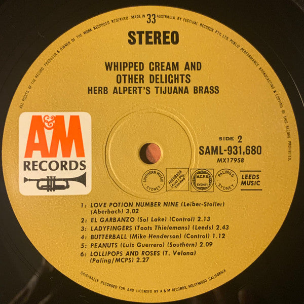Herb Alpert's Tijuana Brass* : Whipped Cream & Other Delights (LP, Album, RE)