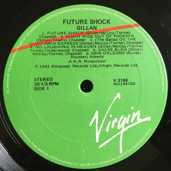 Gillan : Future Shock (LP, Album, Ltd, Num, wit)