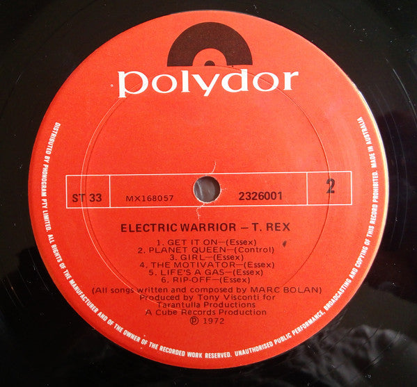 T. Rex : Electric Warrior (LP, Album, RE)