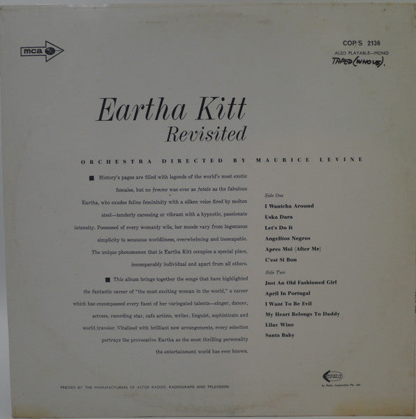 Eartha Kitt : Revisited (LP, Album, RE)