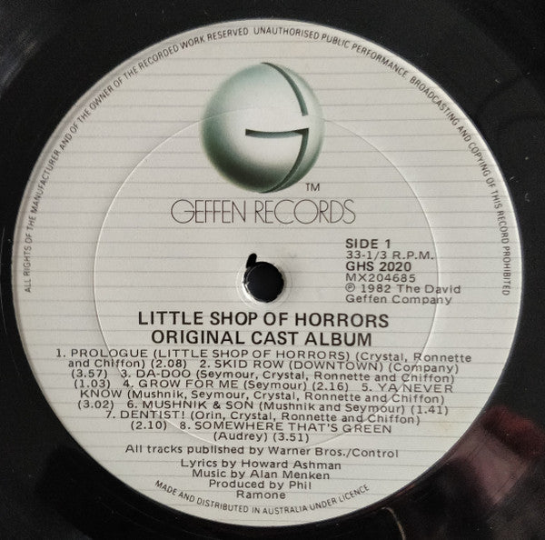 Howard Ashman & Alan Menken : Little Shop Of Horrors - Original Cast Album (LP, Album)