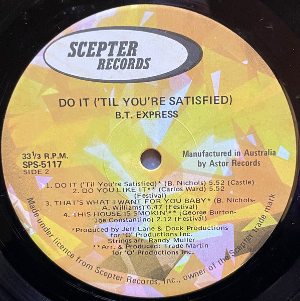 B.T. Express : Do It ('Til You're Satisfied) (LP, Album)