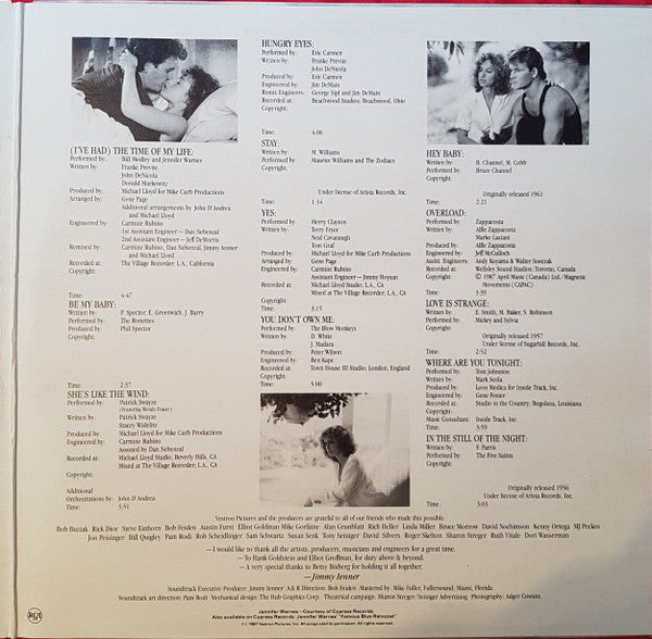 Various : Dirty Dancing (Original Soundtrack) (LP, Album, Comp)