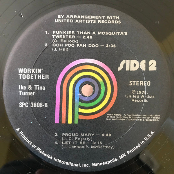 Ike & Tina Turner : Workin' Together (LP, Album, RE)
