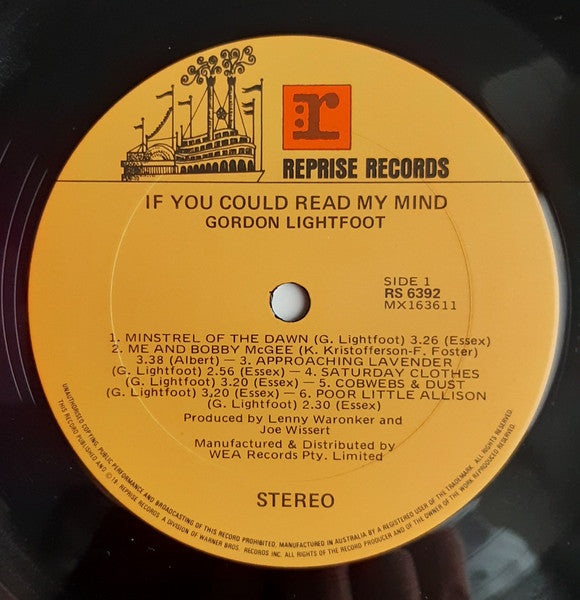 Gordon Lightfoot : If You Could Read My Mind (LP, Album, RE)