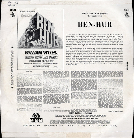 Miklós Rózsa : Ben-Hur (LP, Album, Mono)