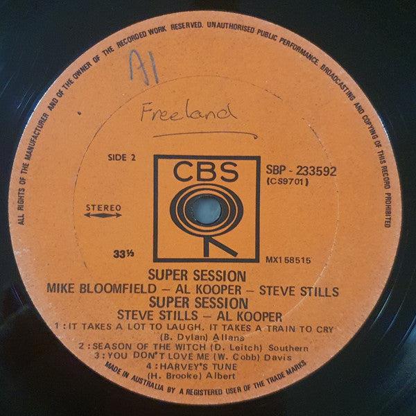 Mike Bloomfield / Al Kooper / Stephen Stills : Super Session (LP, Album)