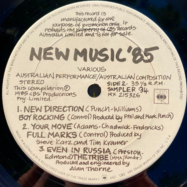 Various : New Music '85 (12", EP, Promo)