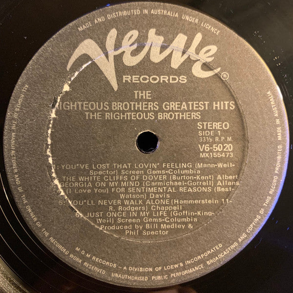 The Righteous Brothers : Greatest Hits (LP, Comp)