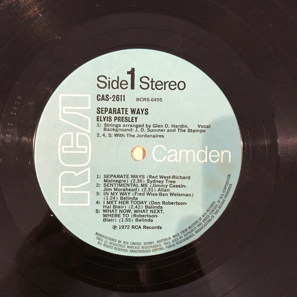 Elvis Presley : Separate Ways (LP, Album, Mono)