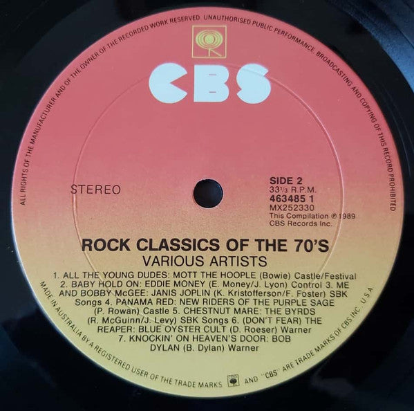 Various : Rock Classics Of The '70s (LP, Comp, RE)